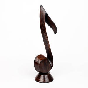 Hand Carved Wood Sculpture Note 12&quot;, Music Treble Clef, Woodcarving Home Decor, Wooden Gift, Woodworking, Handmade Minimalist Wood Note
