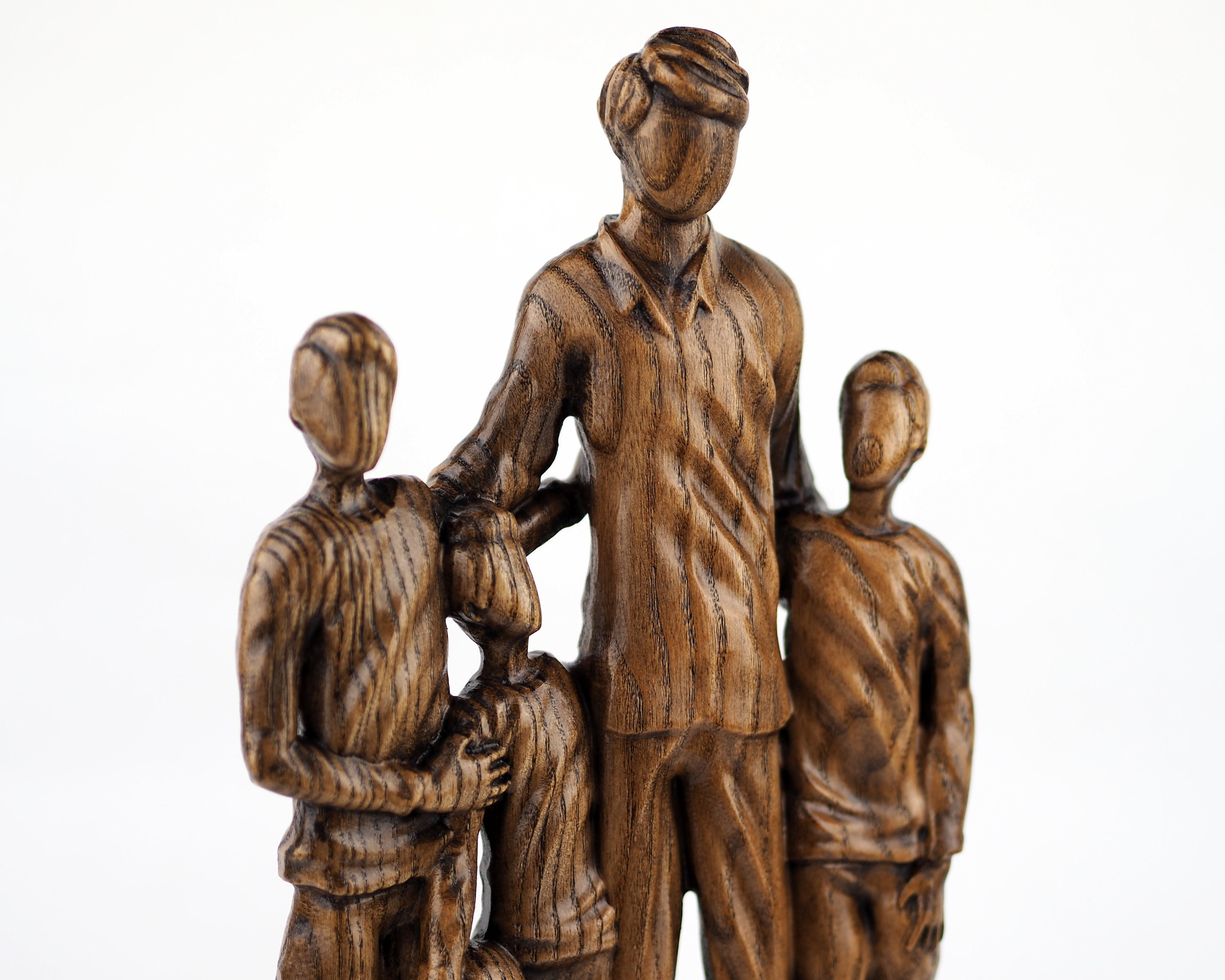 Dad with Children Wood Sculpture, Wooden Home Decor, Fathers Day gift for  Him GPL00061