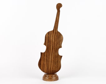 Wooden violin, music wood carving, wood music stand, music studio decor, music themed gifts, carved violin, minimalist sculpture