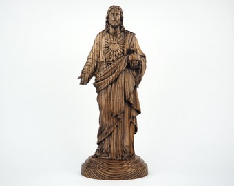 Wood Jesus statue, religious gift, christian decor, christian home decor, church decor, religious statue, Jesus carving, catholic decor