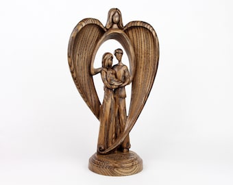 Wooden angel figurine, angel ornament, wood angel wings, angel statue, angel wings statue, wood carving