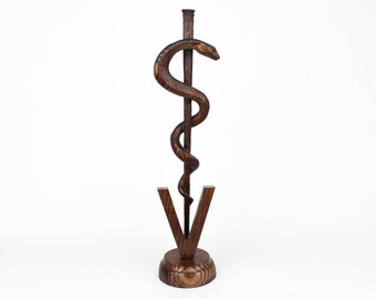 Cadeau vétérinaire, tige en bois de la statue du symbole d&#39;Asclépios, cadeau pour l&#39;obtention du diplôme d&#39;un étudiant vétérinaire, technicien vétérinaire, statue de serpent, cadeau pour vétérinaire