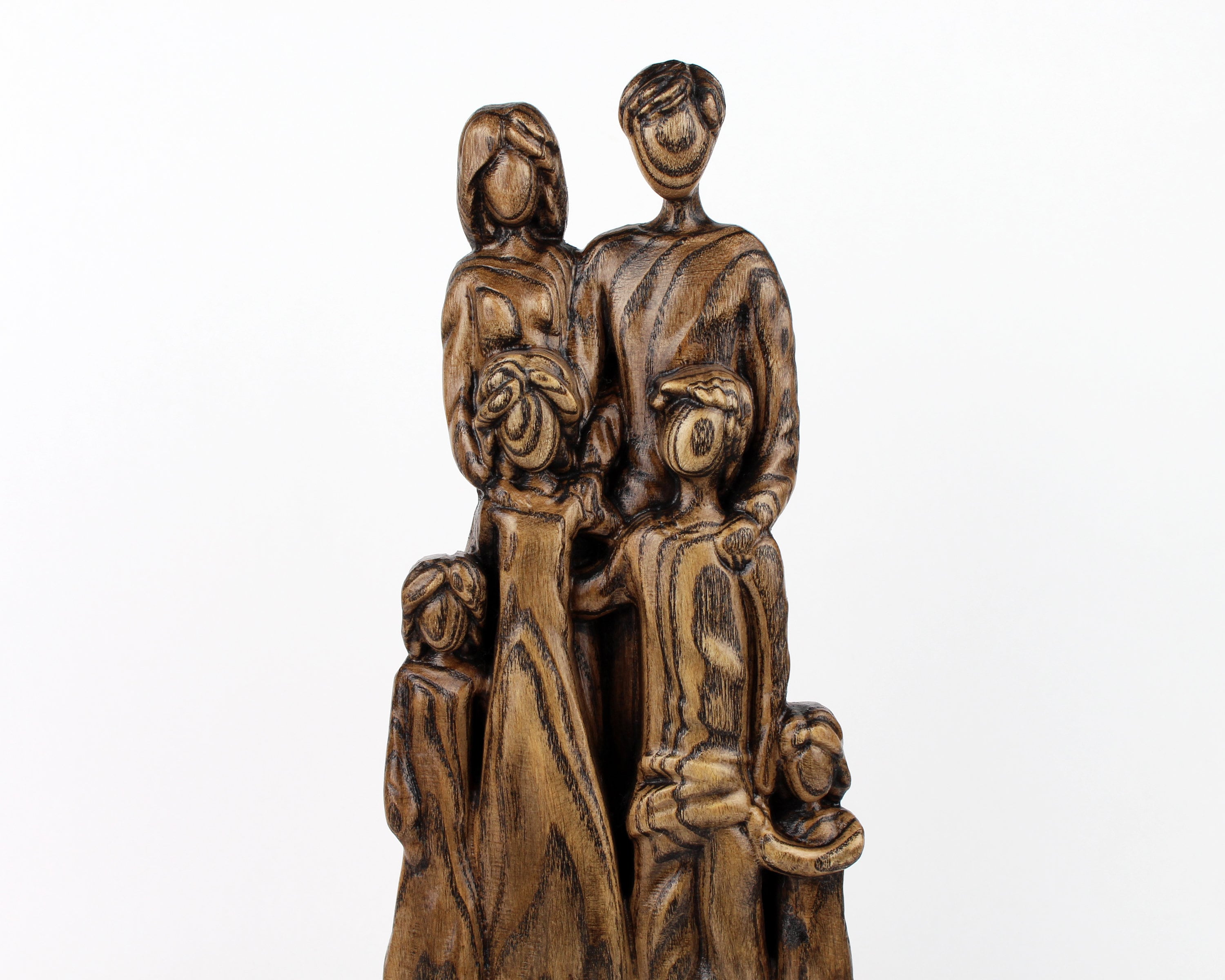 Custom Family Sculpture Of 6 Person, Wood Sculpture, Faceless Portrait The Family, Couple Ornament, Family Sculpture, Wooden Sign