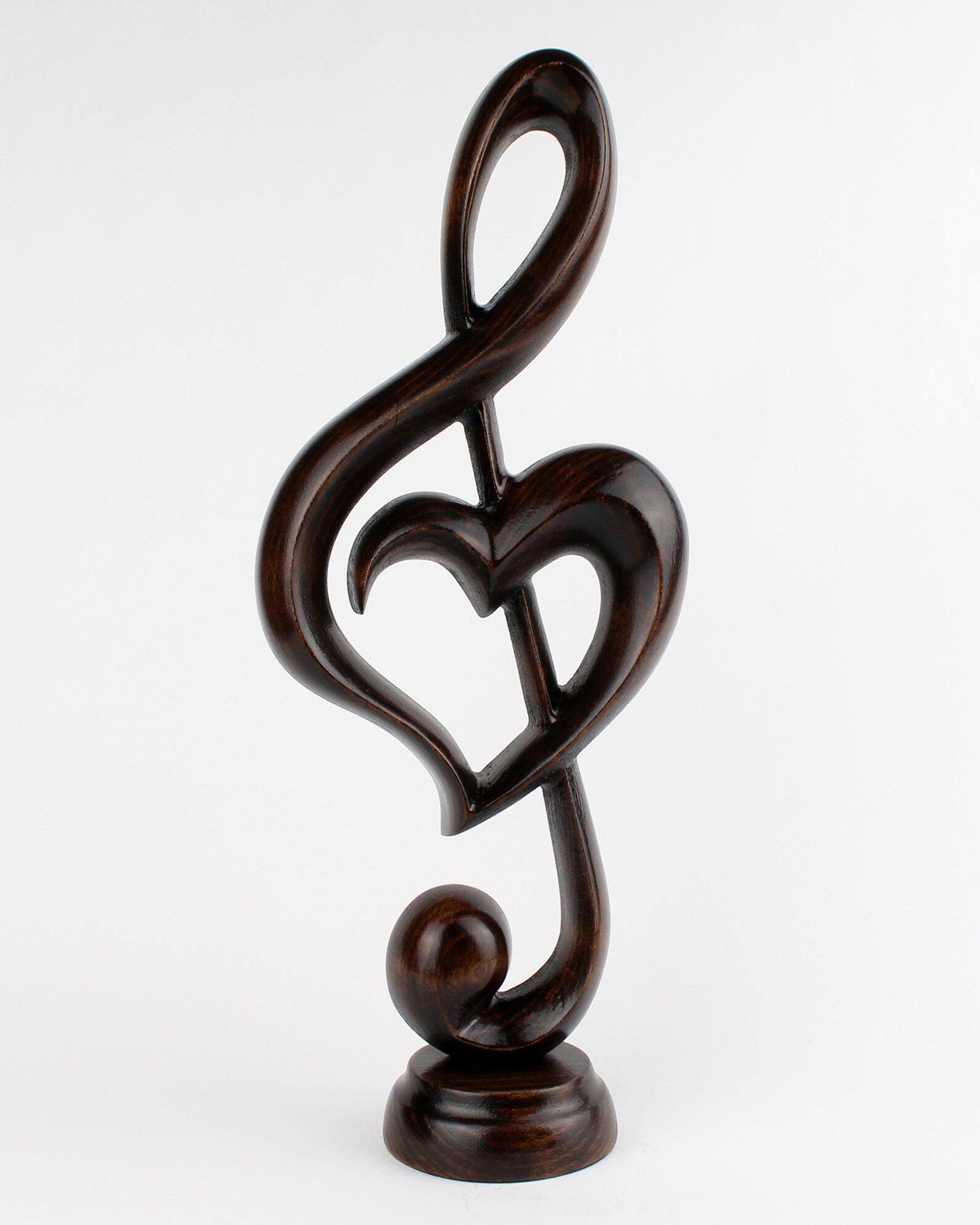 Wooden Treble Clef Music Heart Sculpture Wooden Figurines Etsy
