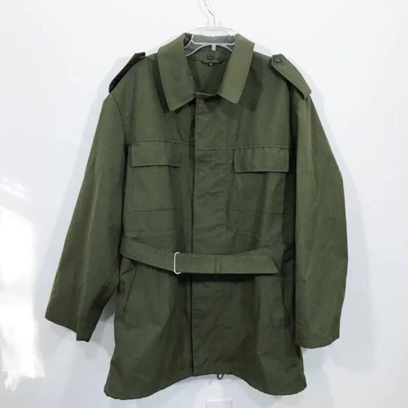 Men's Vintage Military Jacket Olive Green Parka Sz L Etsy