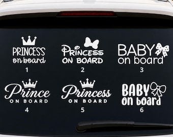 Prince or Princess on Board Car Decal | Personalized Baby Window Sticker