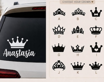 Custom Name Decal with Crown: Holographic Vinyl Stickers