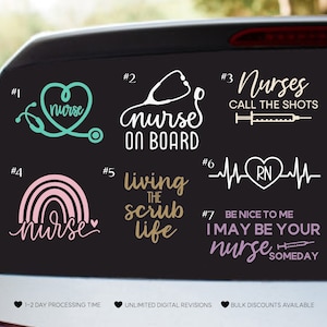 Nurse Vinyl Decal Stickers | Nurse on Board Decals | Scrub Life Decasl | RN Decals | Nurse Stickers