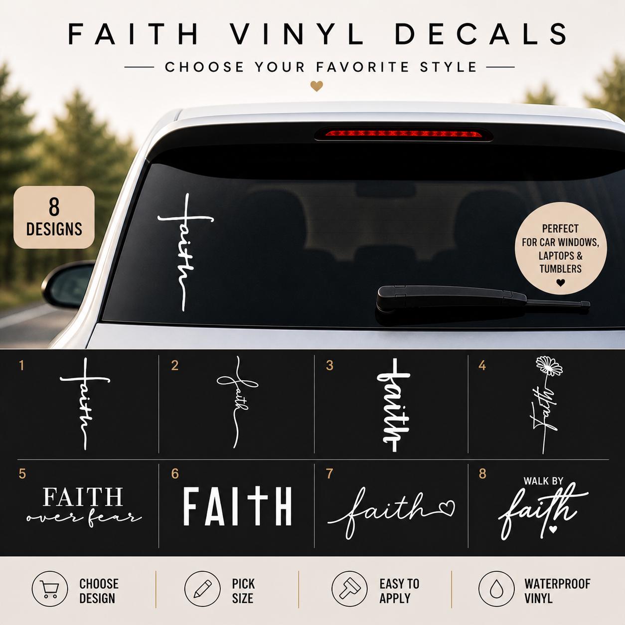 Faith Vinyl Decal: Cross Sticker, Car and Window Decals - Etsy