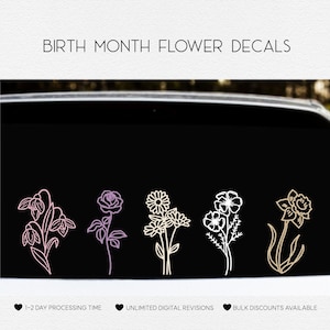 Birth Month Flower Vinyl Decal Stickers | Birth Flower Stickers | Flower Decal Stickers for Cars, Cellphones, Laptops, Tumblers & More
