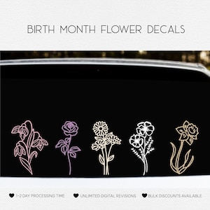 Geburtsmonat Blumen Vinyl Aufkleber | Geburts-Blumen-Aufkleber | Blumen Aufkleber für Autos, Handys, Laptops, Becher und mehr