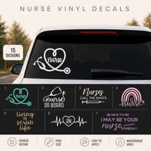 Pegatinas de vinilo para enfermeras: Pegatinas de enfermeras registradas para coches, portátiles y botellas de agua.