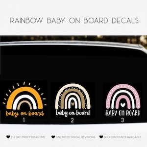 Stickers bébé à bord arc-en-ciel | Stickers bébé soleil à bord | Stickers muraux pour maman | Stickers bébé à bord multicolores