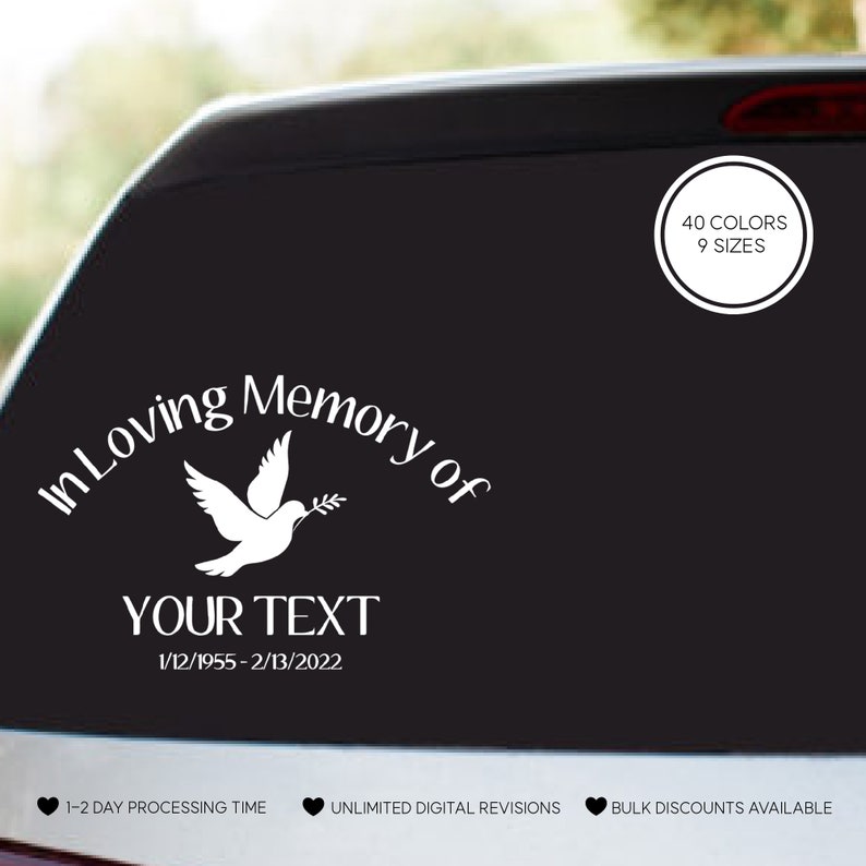 Custom Memorial Vinyl Decal Sticker / Personalized Memorial Etsy