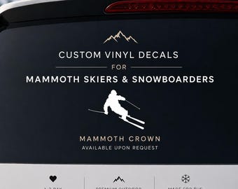 Custom Mammoth Mountain Vinyl Decal: Skier & Snowboarder Stickers