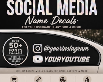 Social Media Username Decals | Instagram, Facebook, Snapchat, Twitter, YouTube, TikTok Decal Stickers