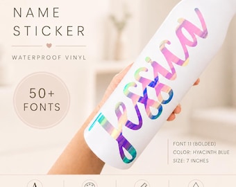 Gepersonaliseerde holografische naamsticker: aangepaste vinylstickers voor bekers, glazen en laptops