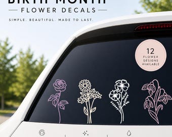 Birth Month Flower Vinyl Decal: Personalized Stickers for Cars, Laptops