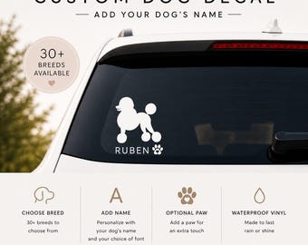Personalized Dog Breed Silhouette Vinyl Decal with Name