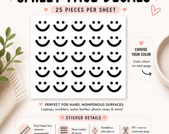 Smiley Face Decals | 25 Happy Faces, Holographic Option Available