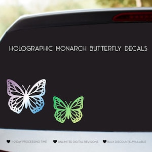 Adesivos de vinil com borboleta monarca holográfica | Adesivos de carro com borboletas