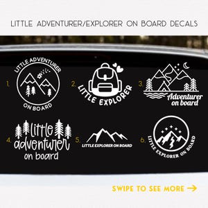 Autosticker kleine avonturier aan boord | Ontdekkingsreiziger aan boord | Autoruitsticker | Holografische opties beschikbaar