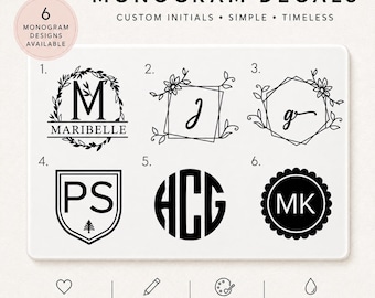 Personalized Monogram Name Decal Stickers | Monogram Initial Decals
