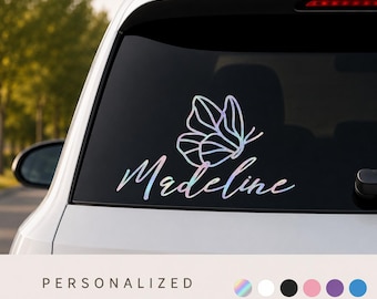 Personalized Butterfly Name Decal |  Custom Vinyl Name Sticker for Car Window, Laptop, Tumbler, Mirror
