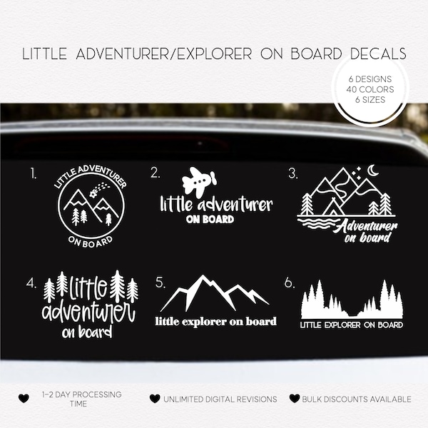 Little Adventurer on Board Decal Stickers | Little Explorer on Board Decal Stickers | Baby on Board Vinyl Decals | Car Decal Stickers