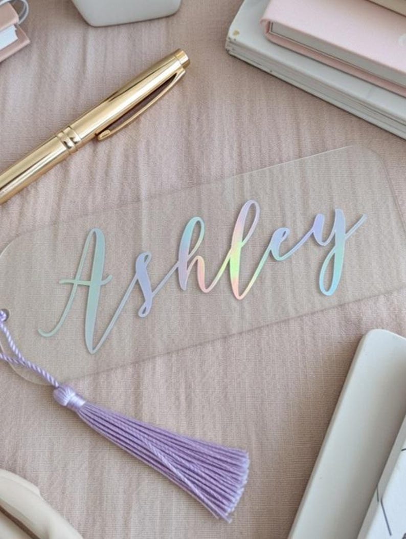 Bookmark Cursive Personalized Acrylic Bookmark With Holographic Name – Custom Bookmark ...