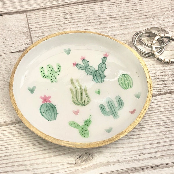 Cactus ring dish. Succulent home decor. Nature inspired home decor. Living room art. Just because gift. Jewellery storage. New home gift.