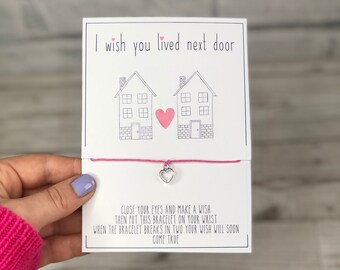 I wish you lived next door wish bracelet. I miss you friendship bracelet. Long distance friend. Best friend wish bracelet. I miss you gift.