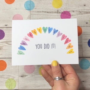 Congratulations you did it card. Rainbow congratulations greeting card. Well done handmade card. You passed. Exam card. Celebration card image 1