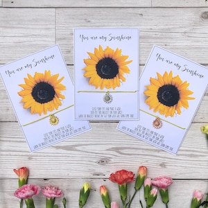 Sunflower friendship bracelet. You are my sunshine wish bracelet. Best friend bracelet. Sunflower jewellery. Sunflower gift idea. Small gift