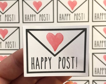 Happy post business stickers. Envelope order stickers. Cute postal stickers set of 24.