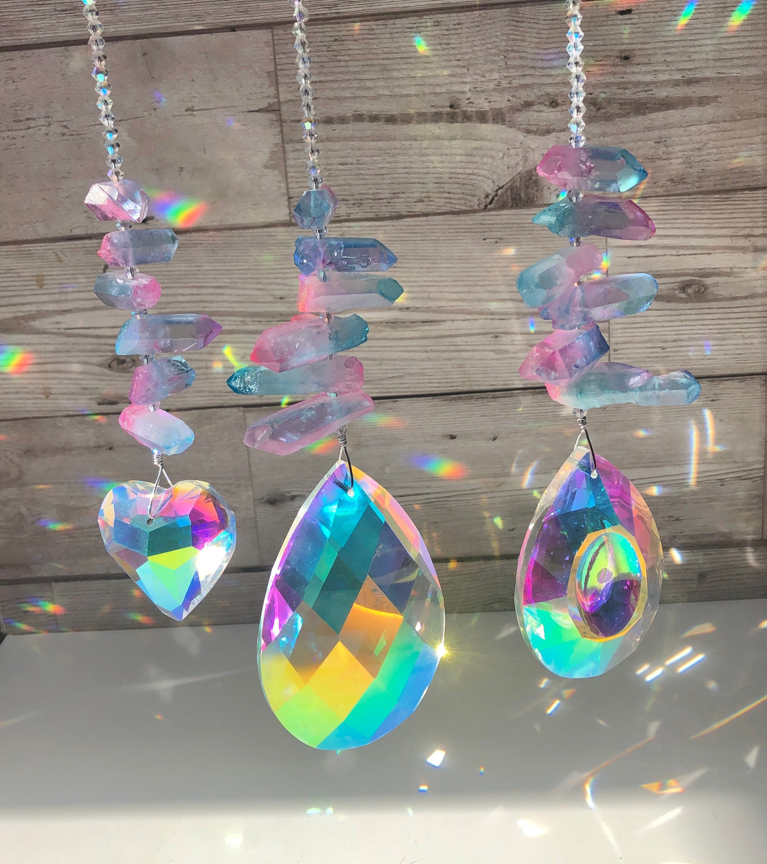 Crystal sun catcher. Rainbow home decor. New home gift. Crystal chip sun catcher. Summer home decor. Gift for her. Christmas gift for her