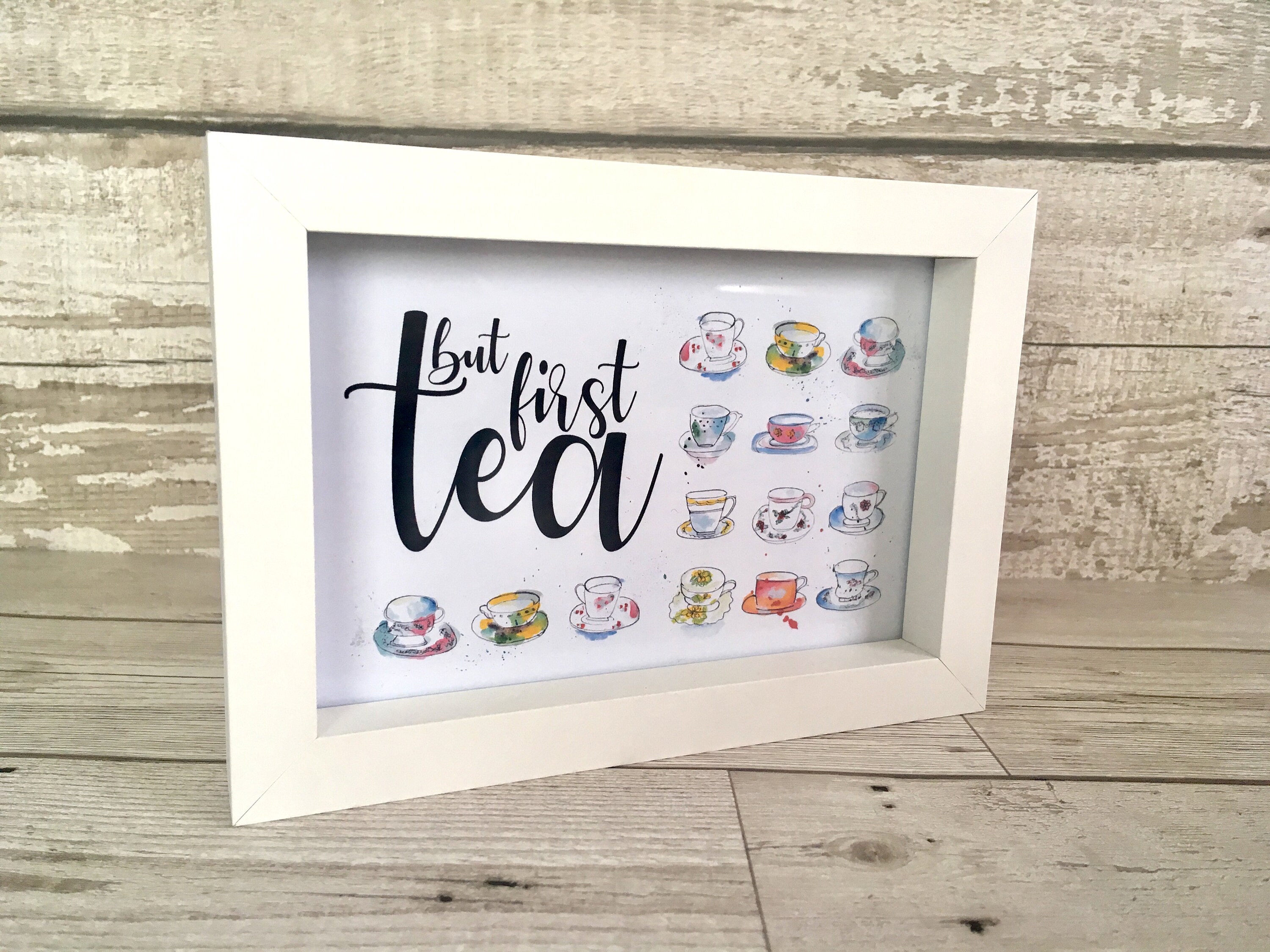 Time for Tea Kitchen Decor Illustrated Framed Print. but First Etsy UK