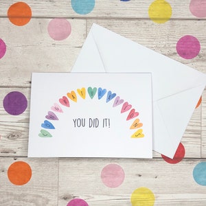 Congratulations you did it card. Rainbow congratulations greeting card. Well done handmade card. You passed. Exam card. Celebration card image 3