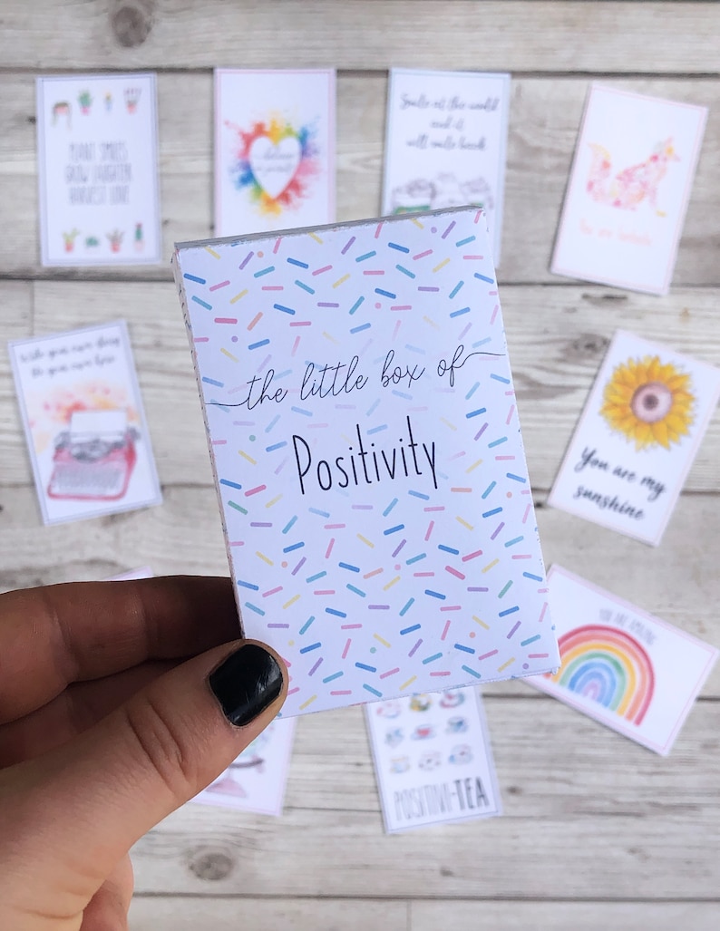 Inspirational positive message cards box set of 12. Positivity cards. The Little box of positivity. Self care box. Positivity gifts. image 1