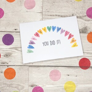 Congratulations you did it card. Rainbow congratulations greeting card. Well done handmade card. You passed. Exam card. Celebration card image 2