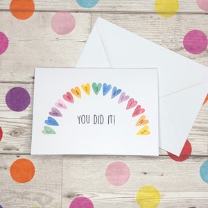 Congratulations you did it card. Rainbow congratulations greeting card. Well done handmade card. You passed. Exam card. Celebration card image 4
