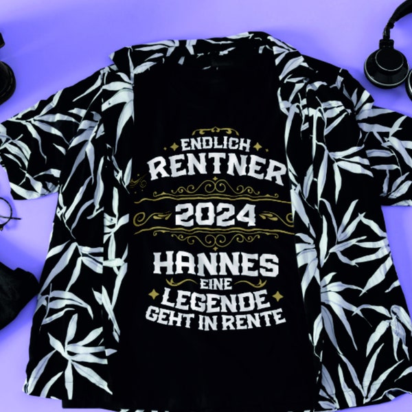 WUNSCHNAME Geschenk Rente T-Shirt Verabschiedung endlich Rentner Shirt Ruhestand Pension