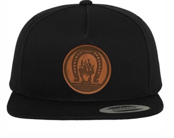 Farrier craftsman hat cap with leather patch crest sign