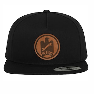 Mechatronics craftsman hat cap with leather patch coat of arms symbol