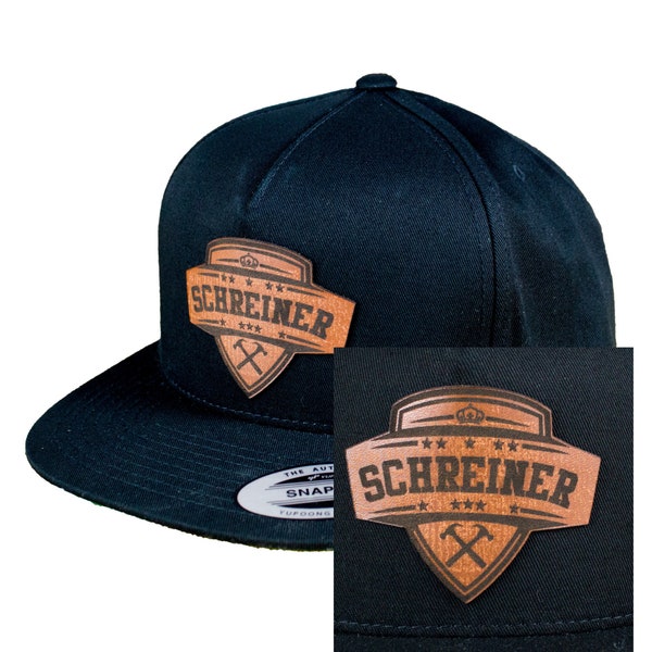 Schreiner Cap Leder Tischler Beruf Handwerker Holzfäller Leder Echtleder laser cut Geschenk Beruf