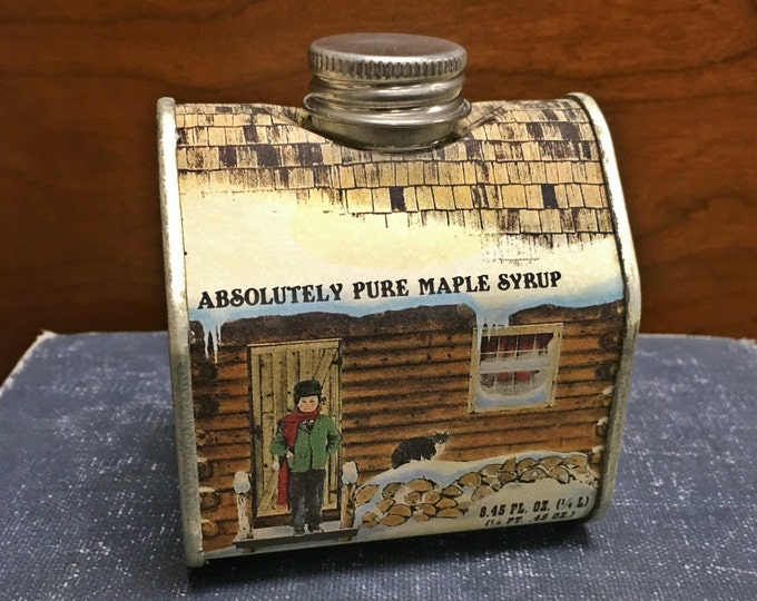 1984 Absolutely Pure Maple Syrup Log Cabin Tin 8.45 Oz. Etsy