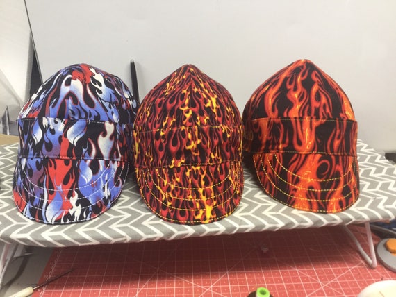 WELDING CAP MADE WITH ORANGE FLAME FABRIC