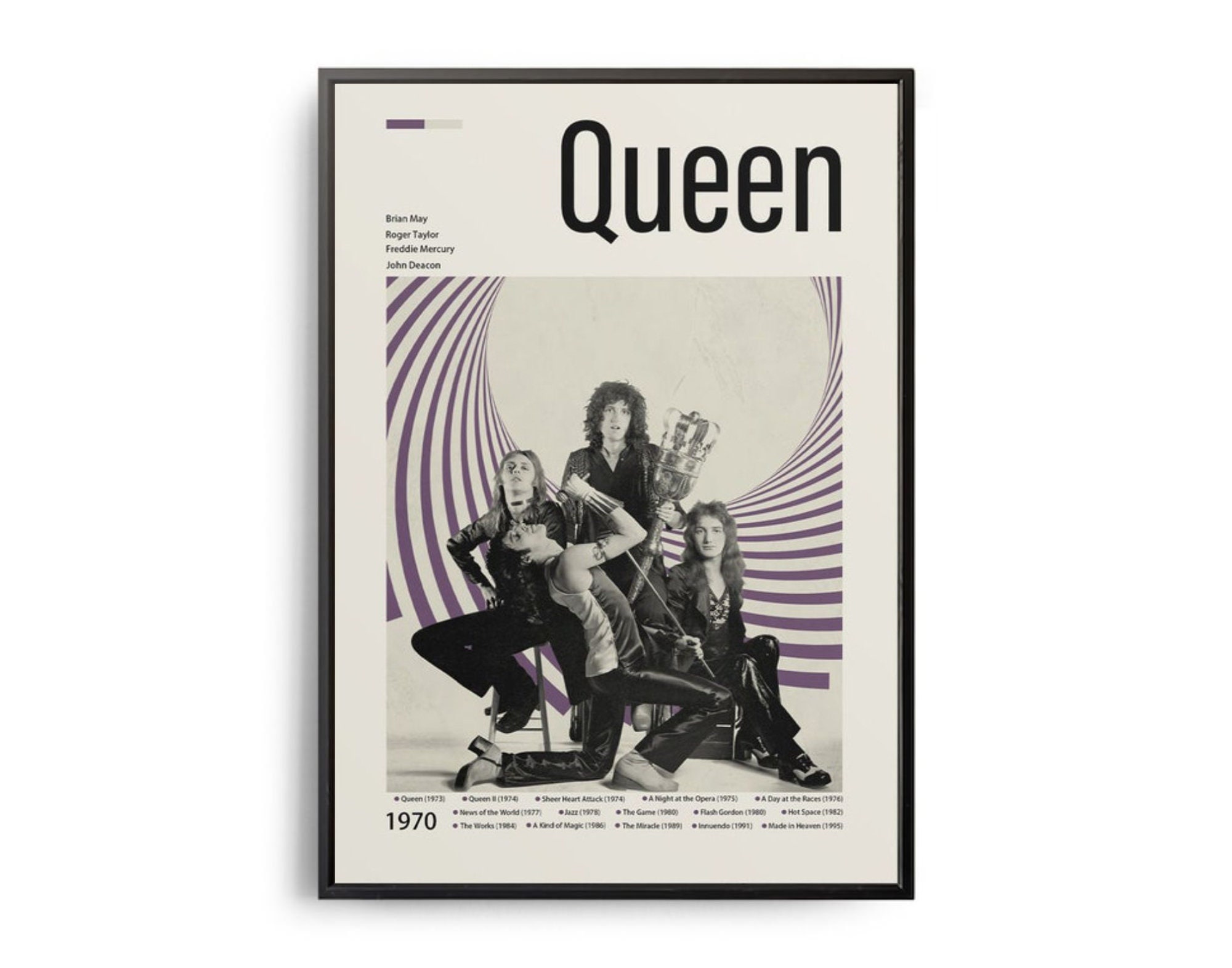 Discover Queen Music Vintage Music Poster Band Poster Rero modern Wall Art Print Music Midcentury Wall Decor