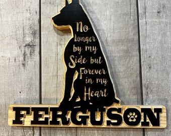Personalized Doberman Pinscher dog shaped pet memorial plaque