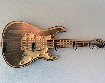 Bass Guitar Shaped hat and cap display rack - 6 hooks